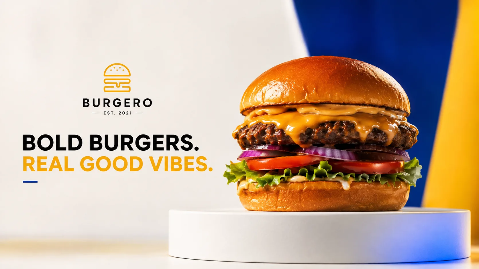 Burgero — Logo and Branding packaging & visual design mockup 1 by Raghav Chopra